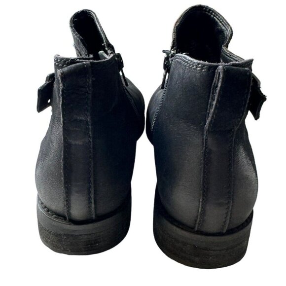 Abeo Yana Ankle Boots Women's 7.5 Black Nubuck Leather Comfort Side Zip Moto - Picture 9 of 10